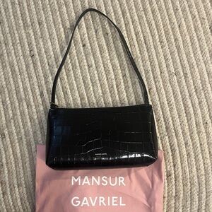 Mansur Gavriel Gaia Shoulder Bag Chocolate Croc NWT